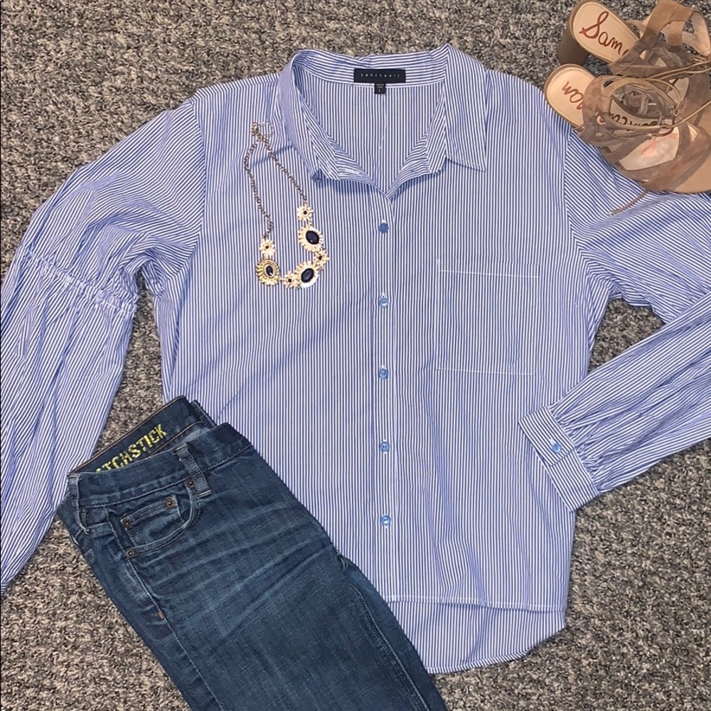 Sanctuary Blue and White Striped Blouse